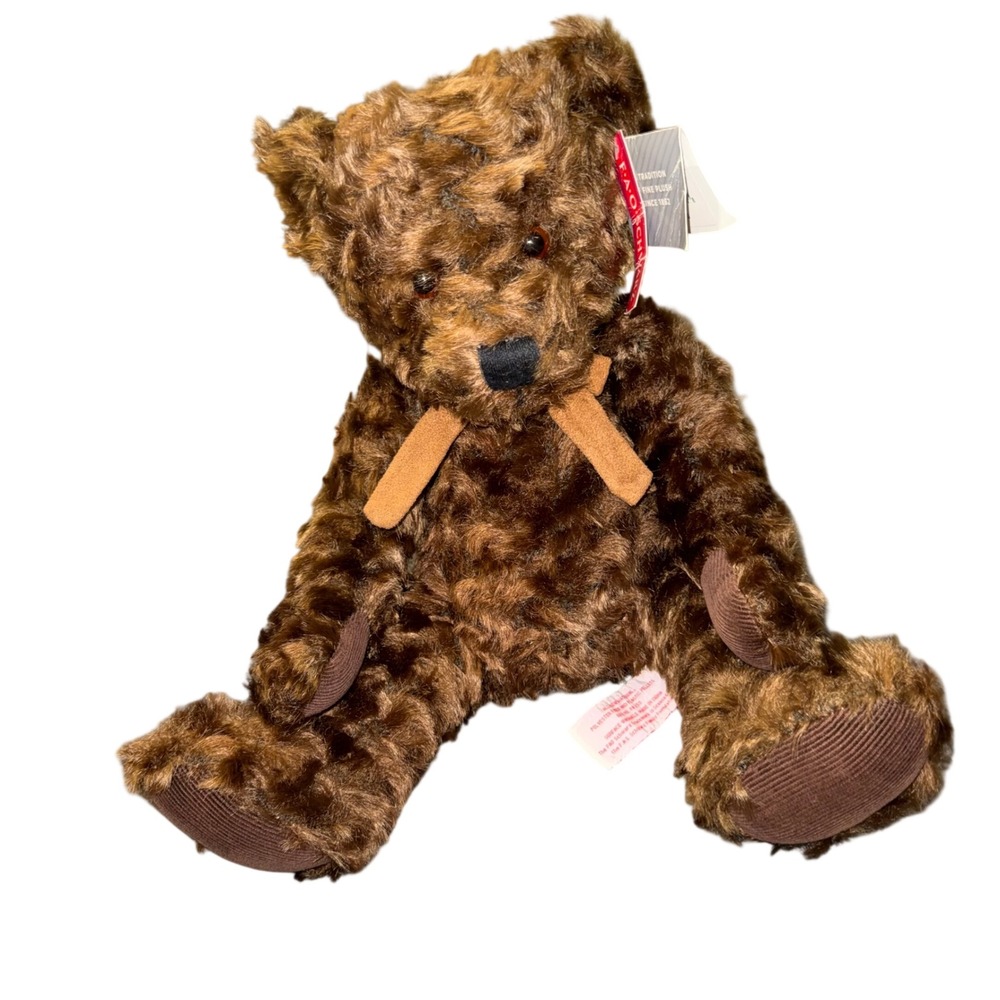 FAO Schwarz Tall Brown Teddy Bear Long Shaggy Fur Plush 15 Inch 000903287 NWT